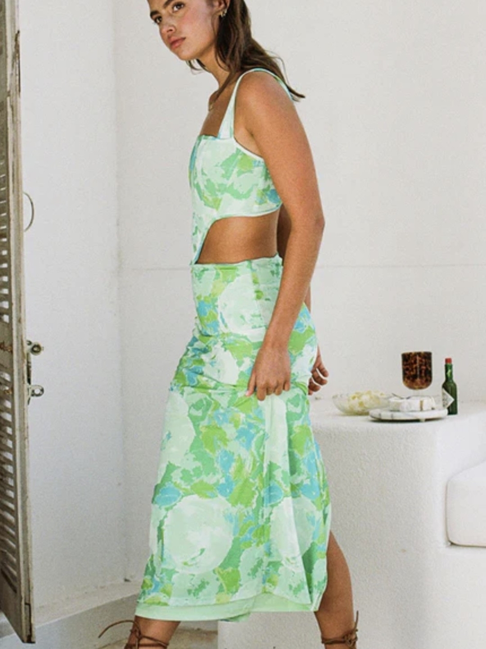 Sabo Skirt Green and Light Blue 2 Piece Set